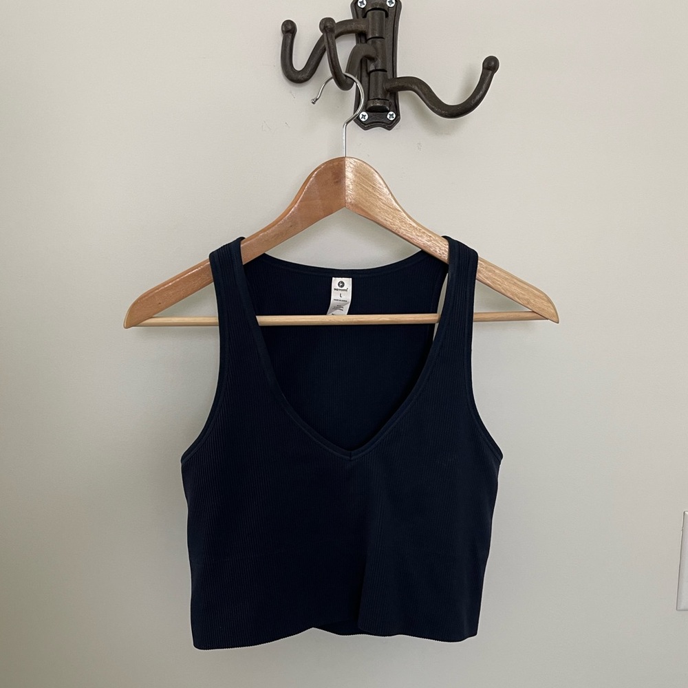 Bundle - 2 90 Degree by Reflex Longline Sports Bra/Crop Top - Navy & Yellow